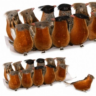 Brabeți decorativi maro cu clips 11 cm (12 buc)